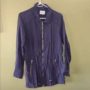 Kismet Utility Jacket Blue with Cinched Waist and Collared Neckline